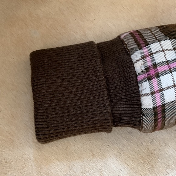 VINTAGE Rare 90s “Virgin Only” Plaid Bomber Jacket in Brown & Pink - Picture 8 of 14